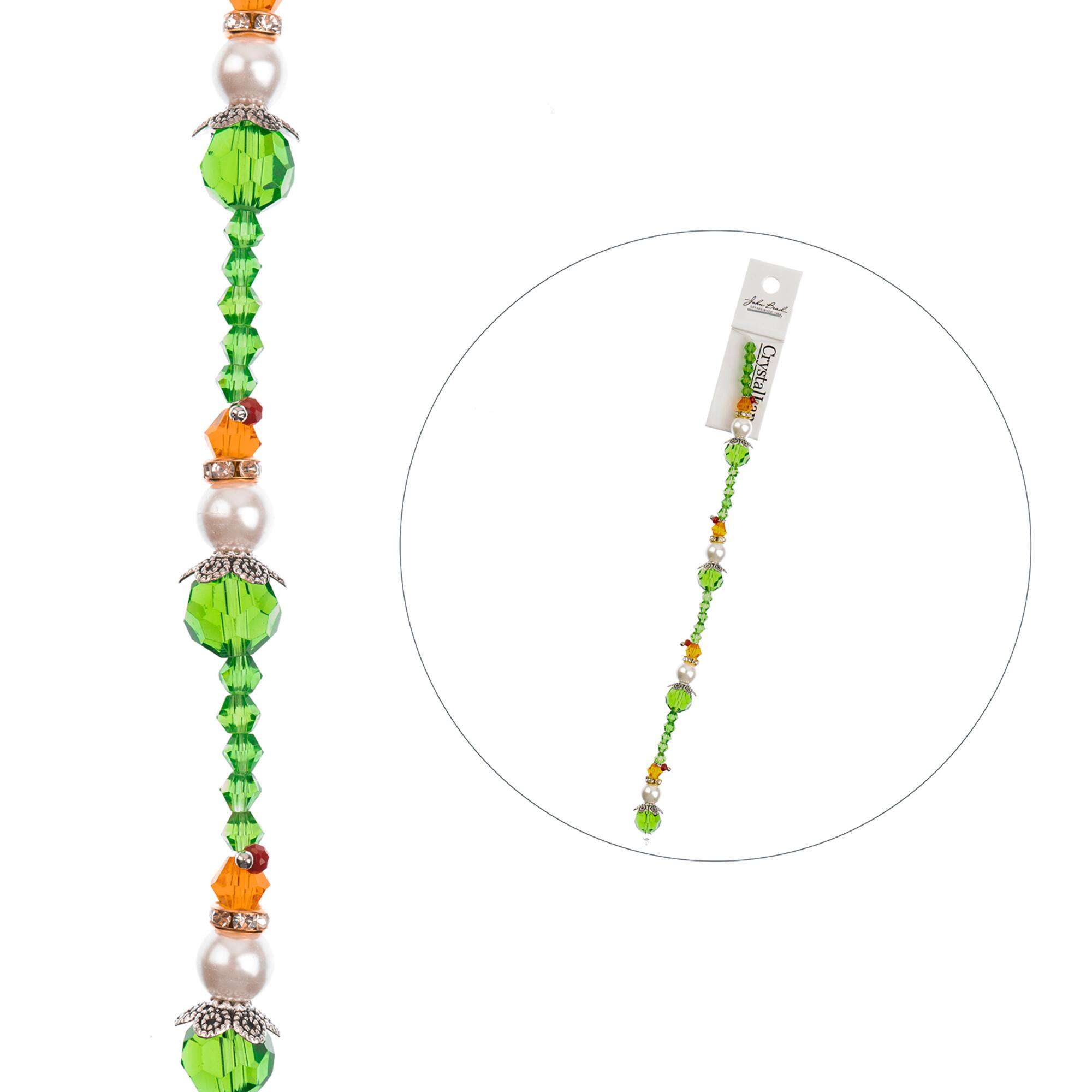 Crystal Lane DIY Holiday Christmas 7" Designer Crystal Glass & Pearl Bead Strand